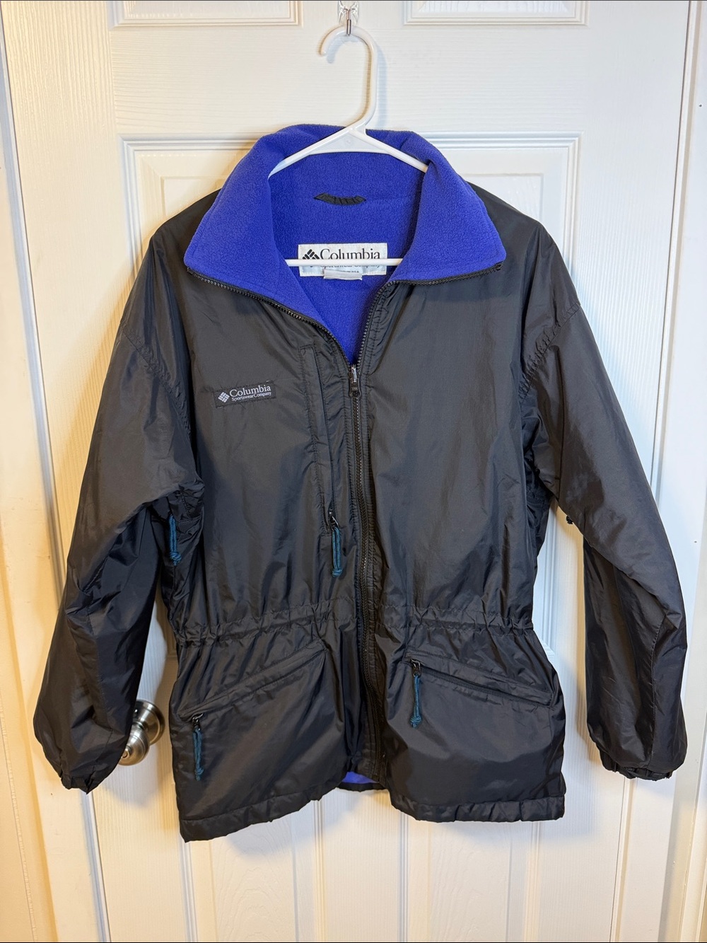 Vintage Columbia Sportswear 90s Black Blue Fleece Lined Jacket Womens M